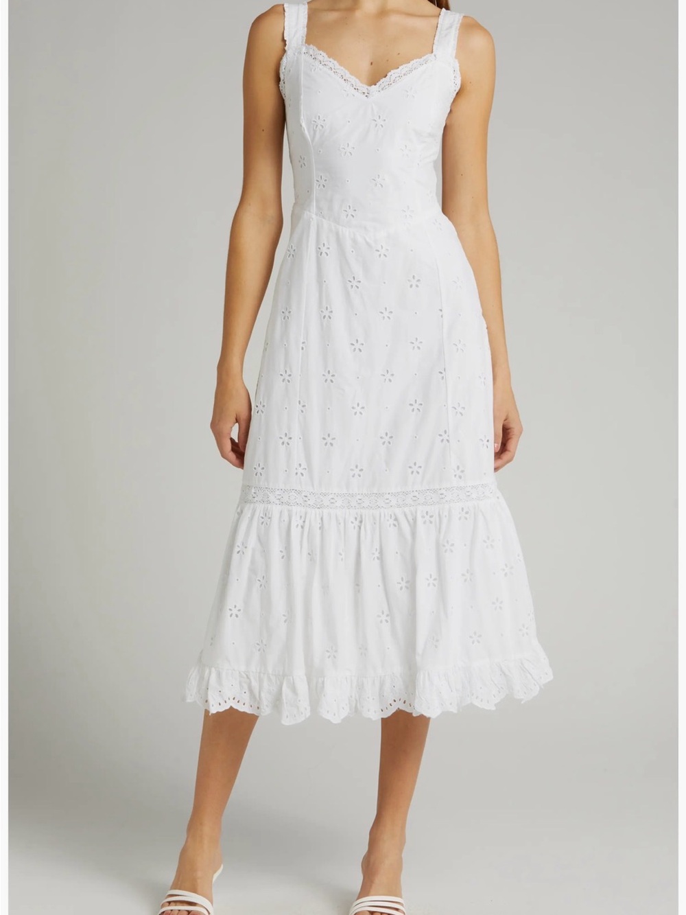 PAIGE White Eyelet Midi Dress